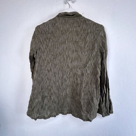 Pure Jill Womens Olive Green Open Front Striped Cardigan Jacket Medium Cotton - Picture 2 of 8